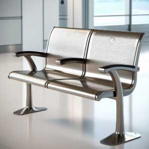 Airport Bench  Indoor and Outdoor Waiting Room Seat  Stainless Steel  Two Seater