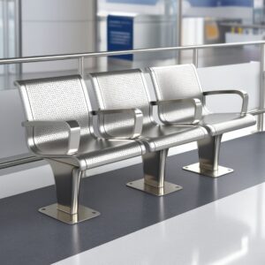Airport Bench  Indoor and Outdoor Waiting Room Seat  Stainless Steel  Three Seater
