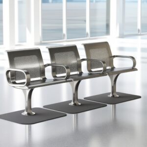 Airport Bench  Indoor and Outdoor Waiting Room Seat  Stainless Steel  Three Seater  3