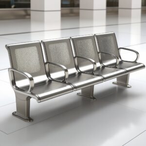 Airport Bench  Indoor Waiting Room Seat  Chrome  Four Seater