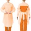 Disposable plastic gown orange