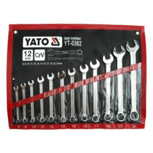 Spanner - Combination - Box and Ring - Chrome Vanadium - 12 Piece Set - 8mm to 24mm - YT-0362