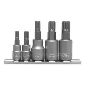 Spline Bit Socket Set - AISI A2 Steel Bits - 1/4" and 3/8" Connector - 5 Piece - YT-04360