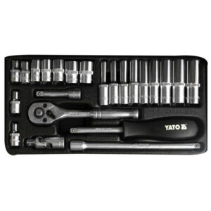Socket Set - AS-Drive 6 Point - Chrome Vanadium - 1/4" Connector - 23 Piece - YT-14421