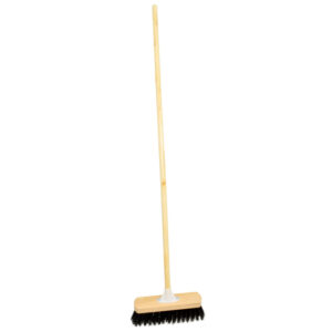 Floor Broom - Complete - Rainbow Black Fibre Household - Wooden Screw-in Handle - Pack of 5 - F3568