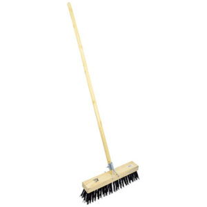Gutter Sweeper Broom - Complete - Stiff Brown PVC Fibre (1.5mm)- Wooden Handle - 55 Grip - 37.5cm - Pack of 3 - F3159