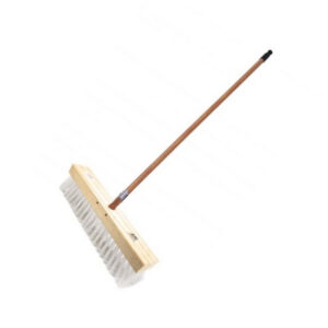 Gutter Sweeper Broom - Complete - White Polypropylene Fibre (2mm) - Wooden Handle - 55 Grip - 37.5cm - Pack of 3 - F3160