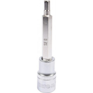 Hex Bit Socket - Chrome Vanadium - 1/2" Connector - Long - HEX 6 x 100mm - YT-04392