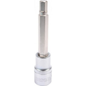 Hex Bit Socket - Chrome Vanadium - 1/2" Connector - Long - HEX 8 x 100mm - YT-04394