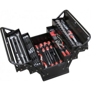 Tool Set - Sockets, Spanners, Drivers and Pliers - Metal Cantilever Box - Chrome Vanadium - 64 Piece - YT-38950