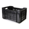 Stack Crate - Agri Lug - Plastic Box - Vented Base and Sides - 53 x 35.5 x 29 cm - Recycled Material - Black - PI-401-Vented-black