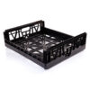 Plastic Stack Nest Crate - Vented Base and Sides - Std. Bread Crate Height - 59.5 x 52.8 x 18 cm - Recycled Material - Black - PI-100-black