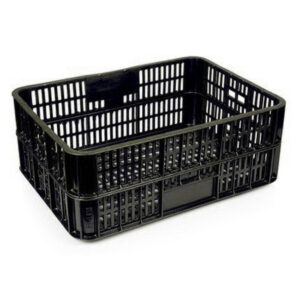 Live Chicken Crate - Open Top - Vented - Plastic Crate - 74 x 53 x 31 cm - Recycled Material - Black - PI-LB10-OT-black