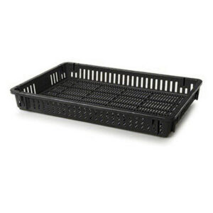 Vented Drying Crate - Plastic Box - Vented Sides and Base - 60 x 40 x 7.5 cm - Recycled Material - Black - PI-647-V-black