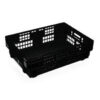 Heavy Duty Freezer Nesting Crate - Plastic Box - Vented Base and Sides - 62.5 x 45 x 17 cm - Recycled Material - Black - PI-730-black