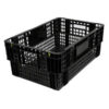 Nesting Agri Crate - Plastic Agri Box - Vented Base and Sides - 60 x 40 x 24 cm - Recycled Material - Black - PI-720-black