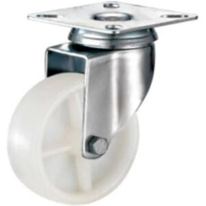Castor Wheels - Nylon - Top Swivel - Fixed Plate - White - 75mm - TOOC476