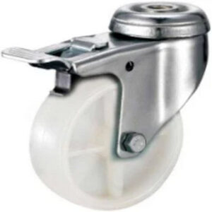 Castor Wheels - Polypropylene - Bolt Hole Swivel - Brake - White - 50mm - TOOC400