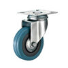 Castor Wheels - Blue Rubber- Top Swivel - Fixed Plate - 100mm - TOOC448