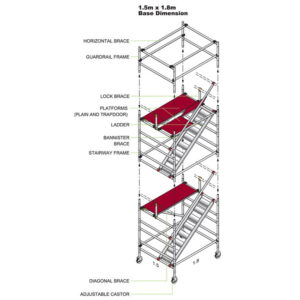 Aluminium Stairway Tower - 1850 x 1500 x 8500mm - ST8500