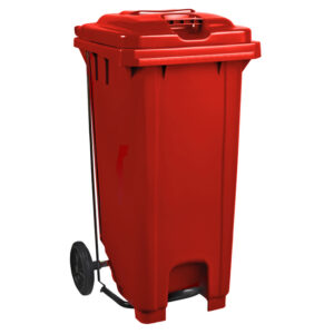 Wheelie Bin - Foot Operated Pedal Bin - 120L - Plastic - Red - 0242