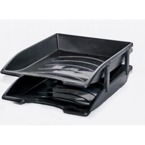 Letter Trays - Plastic - Recycled - Double - 35 x 26 x 6 cm - Black - Pack of 20 - 016LT-RD
