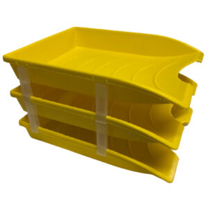 Letter Tray - Plastic - Triple - 35 x 26 x 6 cm - Colour Options - Pack of 21 - 014LT-T-Y