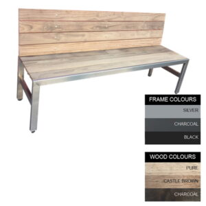 Slimline Bench - Steel and Wood - Bolt Down - 45x180x49cm - Colour Options - SLB4642PC