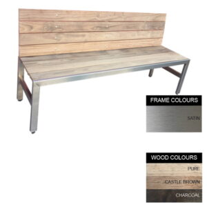Slimline Bench - Stainless Steel 304 and Wood - Adj. Feet - 45x180x49cm - Colour Options - SLB4241S