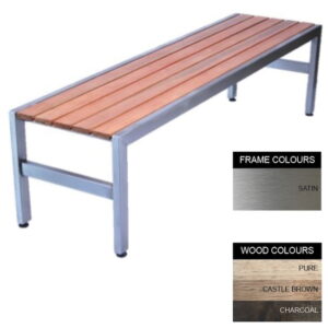 Slimline Bench - Stainless Steel 304 and Wood - Bolt Down - 45x150x45cm - Colour Options - SL4232S