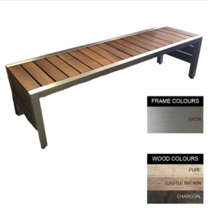 Mall Bench - Stainless Steel 304 and Wood - Bolt Down - 45x150x51cm - Colour Options - ML4232S