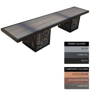 Gabion Bench - Steel and Composite - 45x180x49cm - Colour Options - GBO4641PC