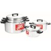 Pots with Lids - Combination - 10 Piece - Hart J7 - Aluminium - 150mm - 175mm - 200mm - 225mm - 250mm Pots - 705091