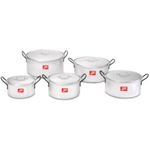 Pots with Lids - Combination - 10 Piece - Hart - 2 - Aluminium - 150mm - 175mm - 200mm - 225mm - 250mm Pots - 701104