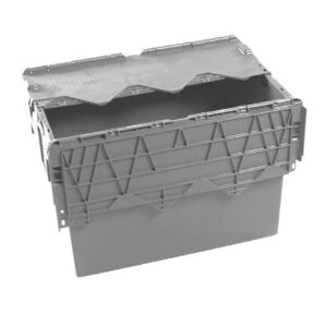 Plastic Crate - Hinged Lid - SABS Approved - 70L - Grey - Pack of 80 - AT64400-grey