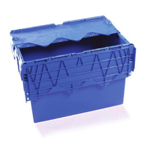 Plastic Crate - Hinged Lid - SABS Approved - 70L - Blue - Pack of 80 - AT64400-blue