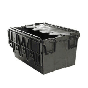 Plastic Crate - Hinged Lid - 55L - Recycled Plastic - Black - Pack of 80 - AT64315-black