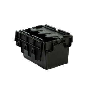 Plastic Crate - Hinged Lid - 6.4L - Recycled Plastic - Black - Pack of 100 - AT32182R-black