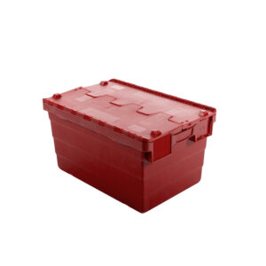 Crate - Security Container - Plastic ALC - Attached Hinged Lid - 68L - 60 x 40 x 36.5cm - Red - ALC-365-Red