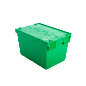 Crate - Security Container - Plastic ALC - Attached Hinged Lid - 52L - 60 x 40 x 32cm - Green - ALC-320-Green