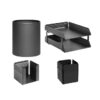 Desk Set - Fluted Steel Range - Metal - Letter Tray - Waste Bin - Pencil Cube and Cup - Colour Options - 513BL