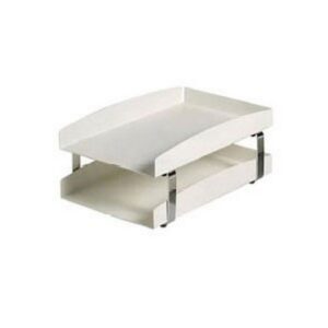 Letter Tray - Double - Life Steel Range - Metal - 35 x 25 x 17 cm - White and Chrome - 202WCH