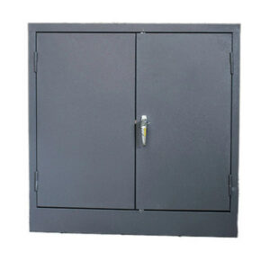 Steel Cupboard - Metal Stationery - 2 Shelves - Hammertone Grey - Knock Down (Requires Assembly) - 90 x 90 x 45 cm - SC004KD-grey