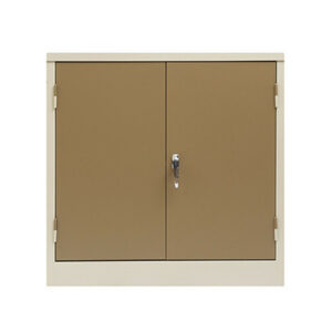Steel Stationery Cupboard - Metal Storage Cabinet - 2 Shelves - Ivory and Karoo - 90 x 90 x 45 cm - SC004-ivorykaroo