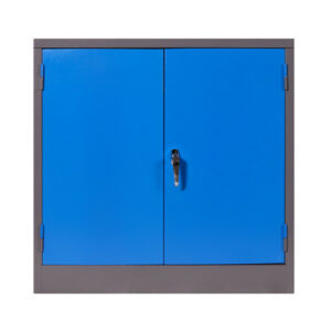 Steel Stationery Cupboard - Metal Storage Cabinet - 2 Shelves - Grey and Blue - 90 x 90 x 45 cm - SC004-greyblue