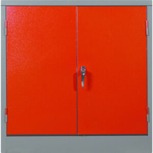 Steel Stationery Cupboard - Metal Storage Cabinet - 2 Shelves - Grey and Red - 90 x 90 x 45 cm - SC004-1-greyred