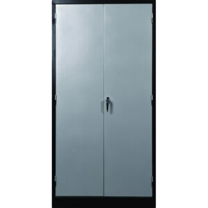 Steel Stationery Cupboard - Metal Storage Cabinet - 4 Shelves - Black and Silver - 180 x 90 x 45 cm - SC002-1-blacksilver