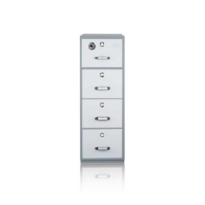 Steel Fire Resistant Filing Cabinet - 4 Drawer File Cupboard - 159 x 55.1 x 70 cm - Motorcraft Grey - FR001
