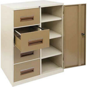 Steel Office Filing Cabinet and Cupboard - 4 Drawer File - 90 x 63 x 132 cm - FC44-ivorykaroo