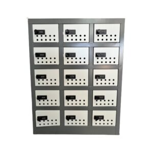 Steel Cell phone Locker - Metal - 15 Compartment - 73 x 57 x 30 cm - CELLOCK15-greyivory